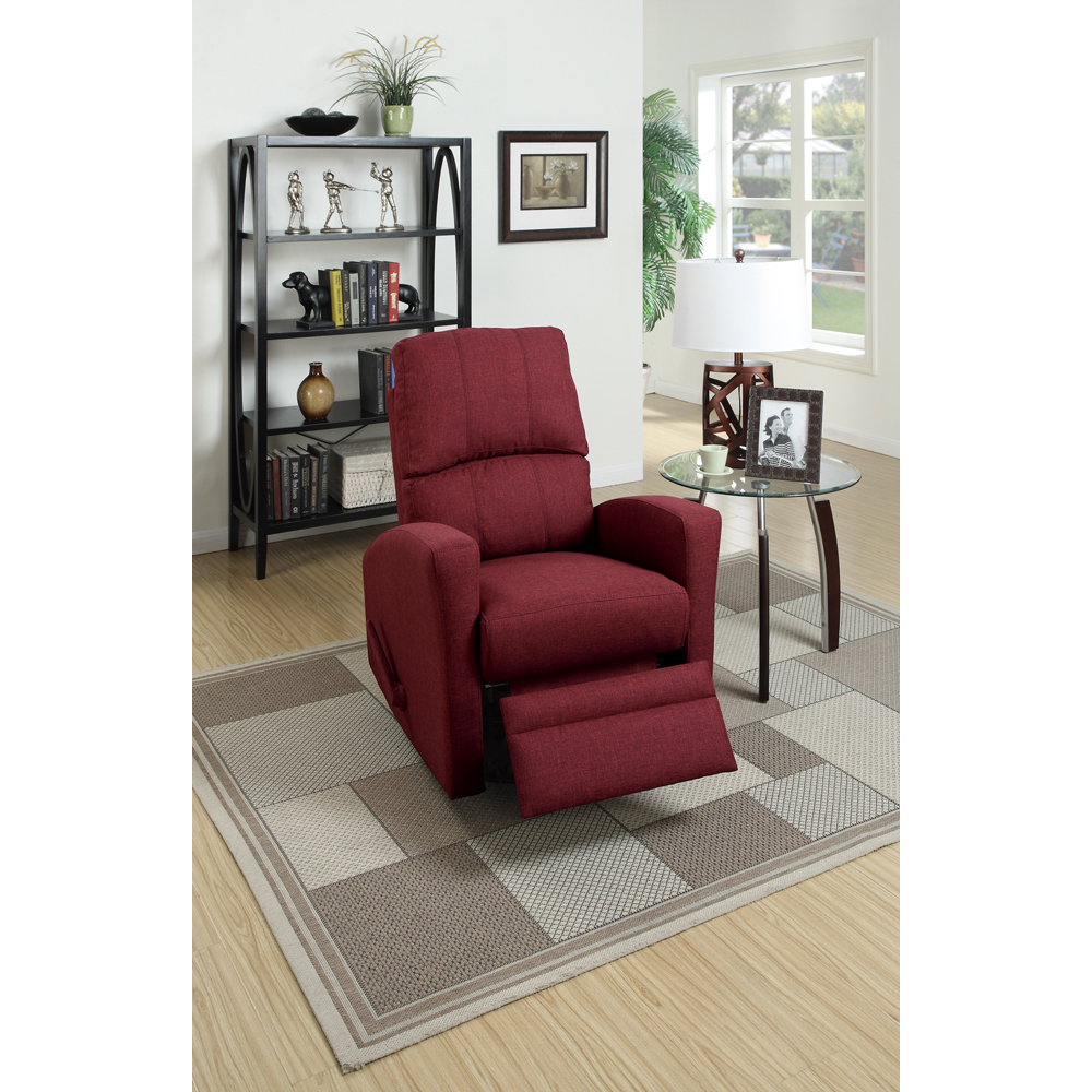 Swivel Recliner Chair In Carmine Polyfiber Fabric Red- Saltoro Sherpi