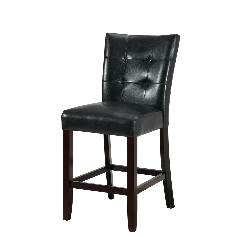 Wood & Polyurethane High Chair, Black & Brown, Set of 2- Saltoro Sherpi