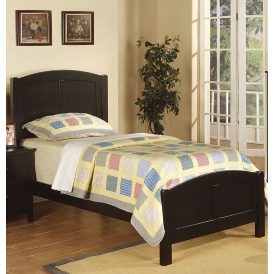 Wooden Twin Size Bed With Headboard And Footboard, Black- Saltoro Sherpi