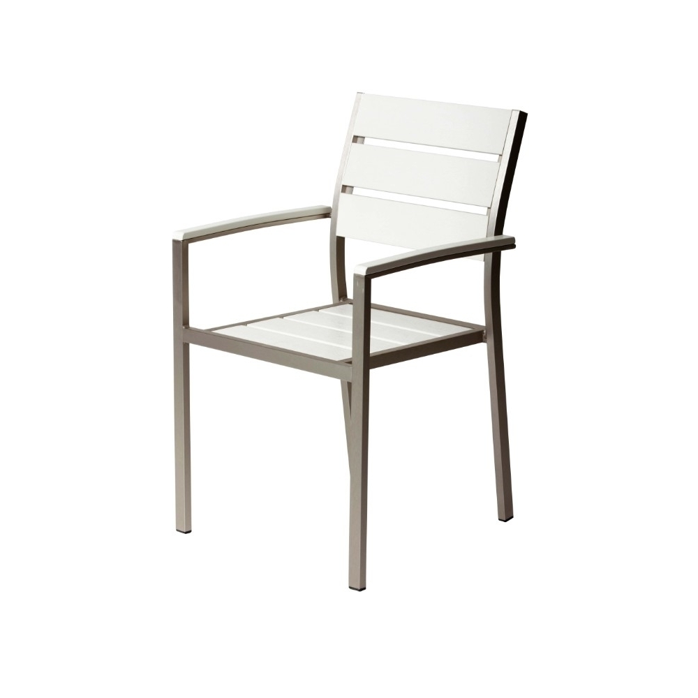 Modern Style Metal Chairs With Slated Back Set Of 6 Gray And White- Saltoro Sherpi