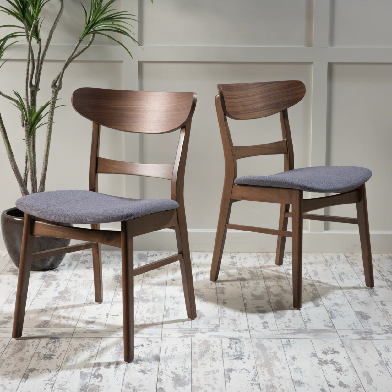 Helen Mid-Century Modern Dining Chairs (Set Of 2) - Tea Green / Oak