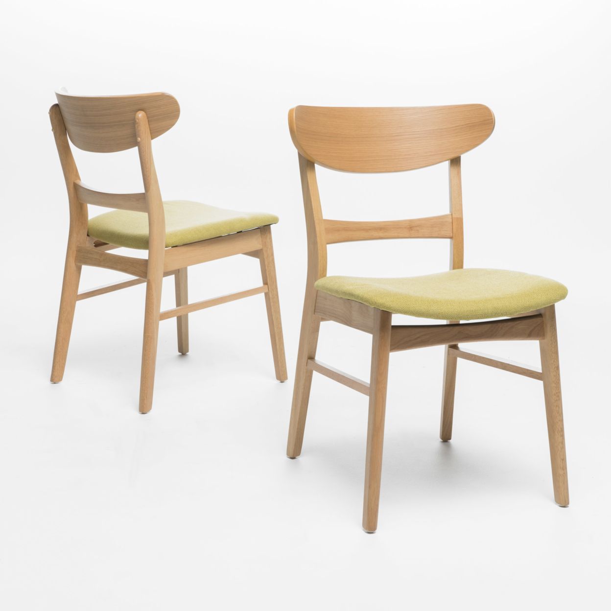 Helen Mid-Century Modern Dining Chairs (Set Of 2) - Tea Green / Oak