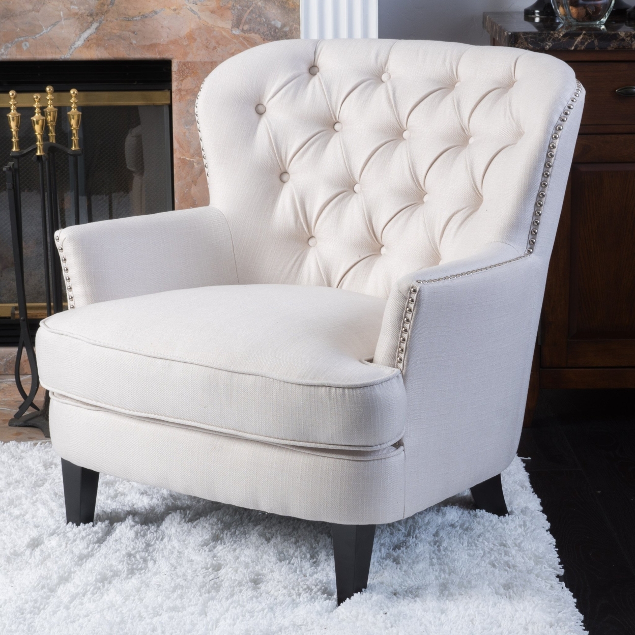 Laxford Upholstered Club Chair - Ivory, Fabric