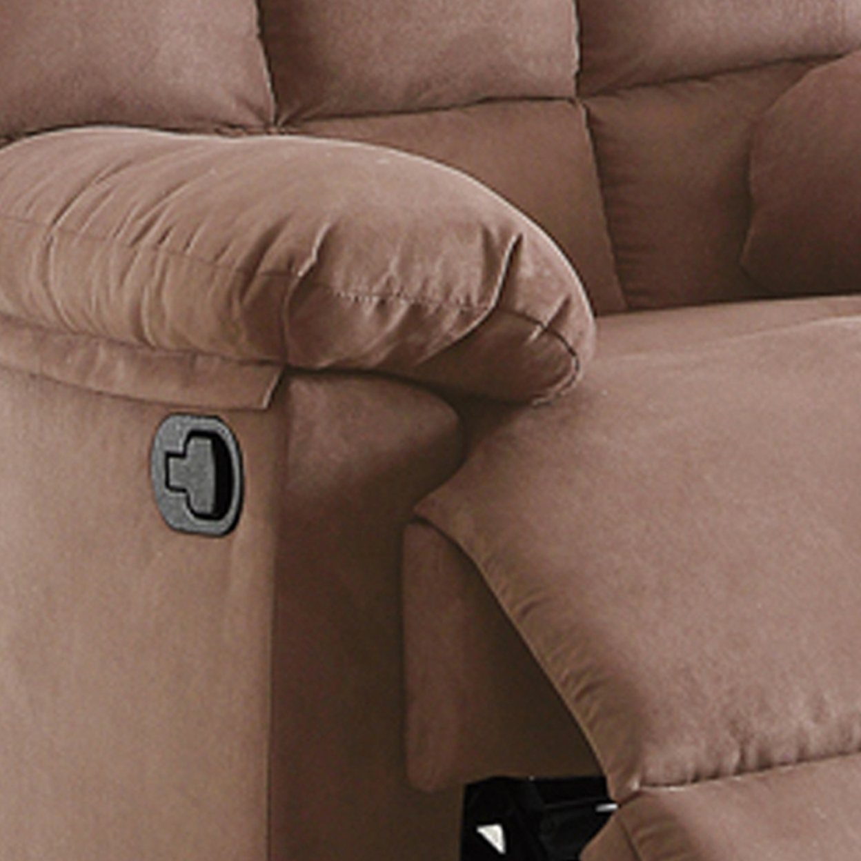 Plush Cushioned Recliner With Tufted Back And Roll Arms In Saddle Brown- Saltoro Sherpi