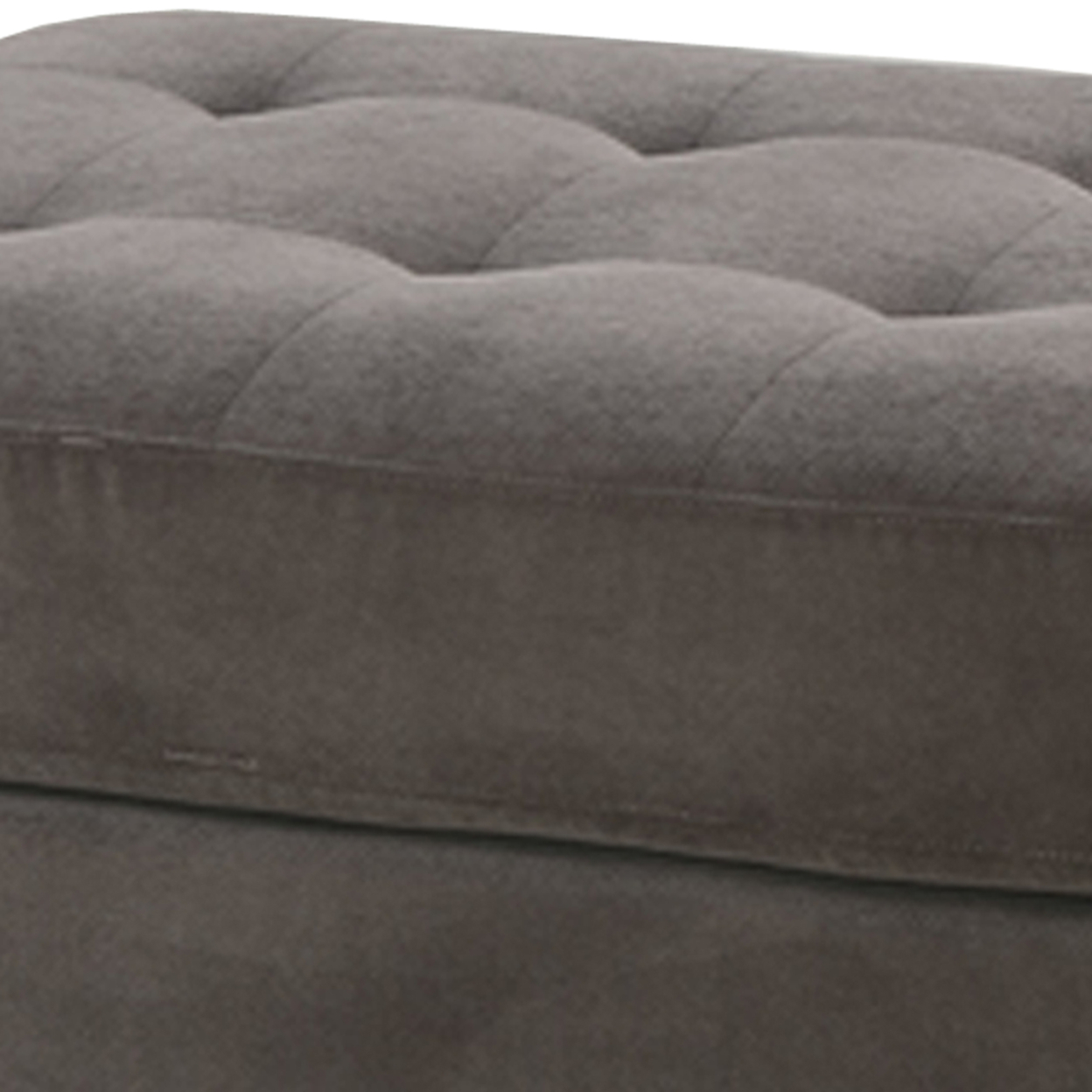 Cocktail Ottoman In Charcoal Gray Waffle Suede Fabric- Saltoro Sherpi