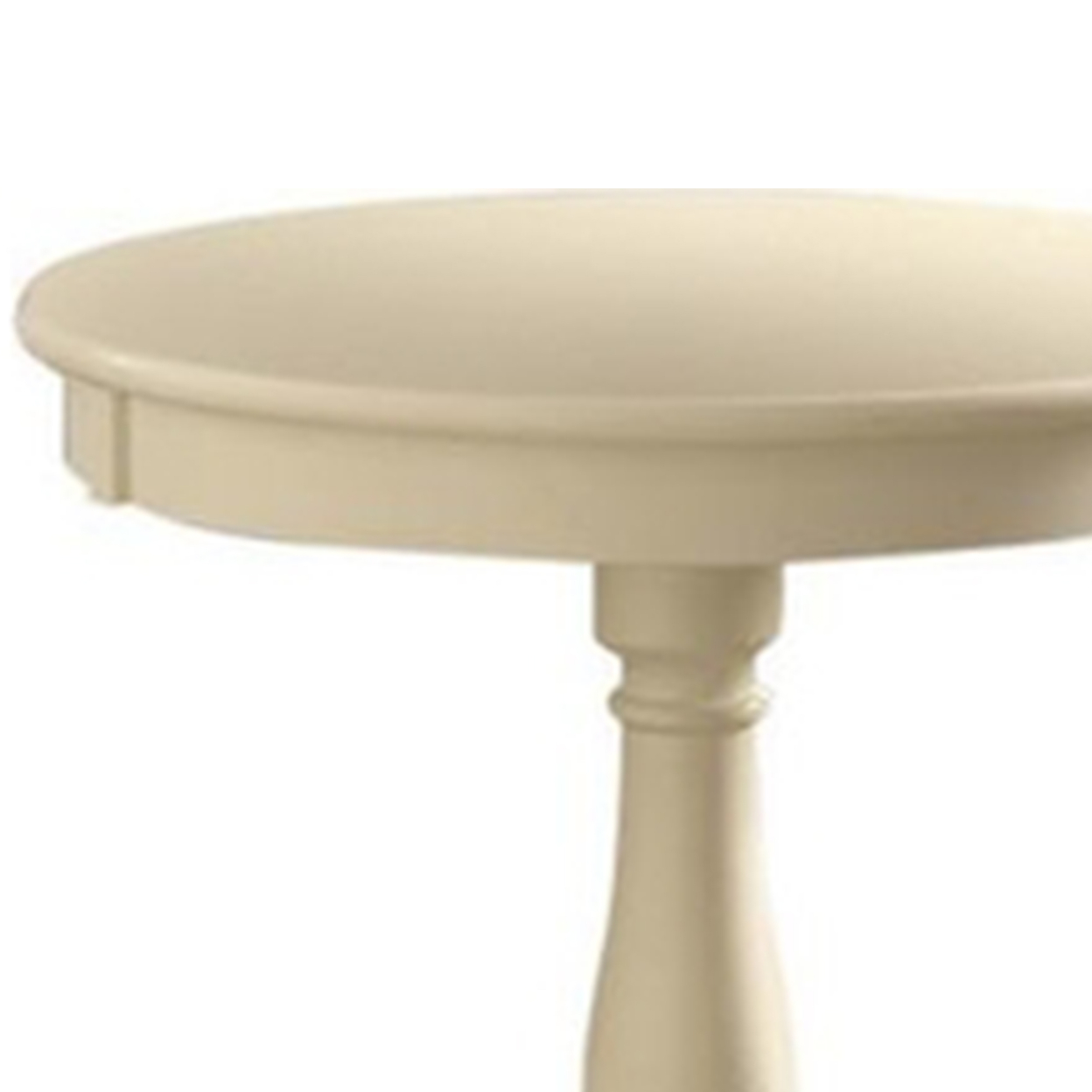 22 Inch Side End Table, Round Top, Pedestal Stand With Flared Legs, Off White