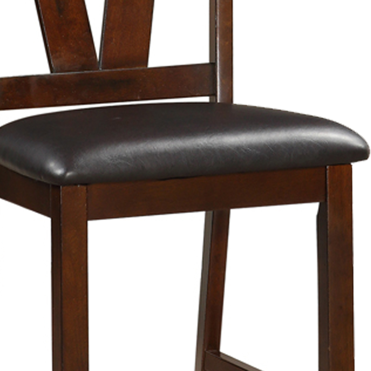 Rubber Wood Counter Height Armless Chair, Dark Walnut Brown, Set Of 2- Saltoro Sherpi