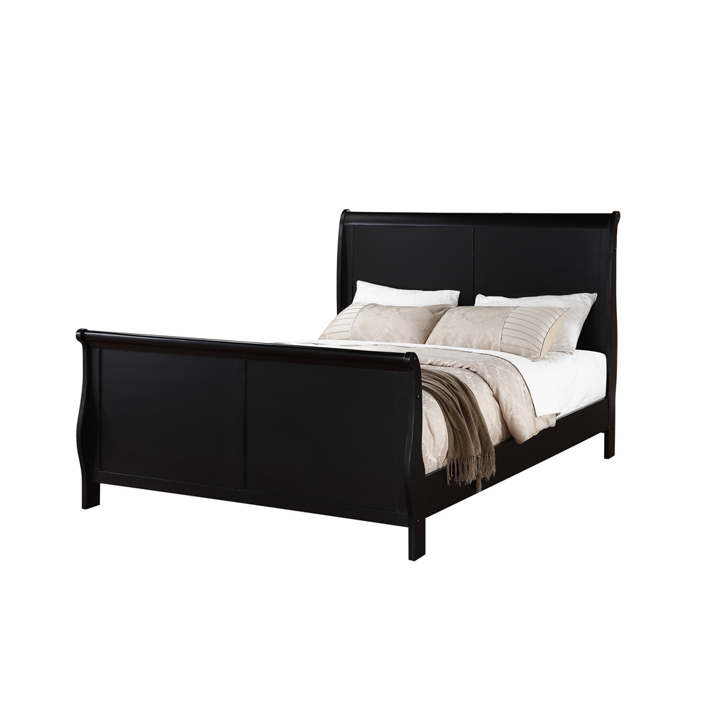 Lovely Full Bed,Black- Saltoro Sherpi