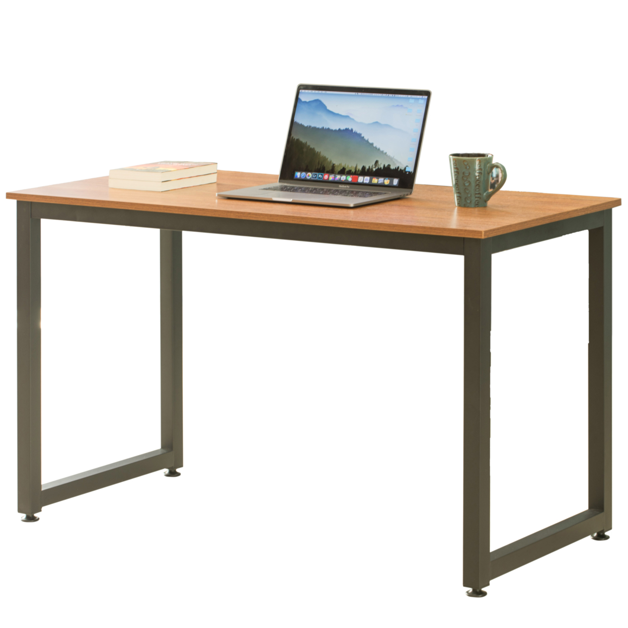 Wooden Writing Desk Homes Office Table With Sturdy Metal Frame - Natural