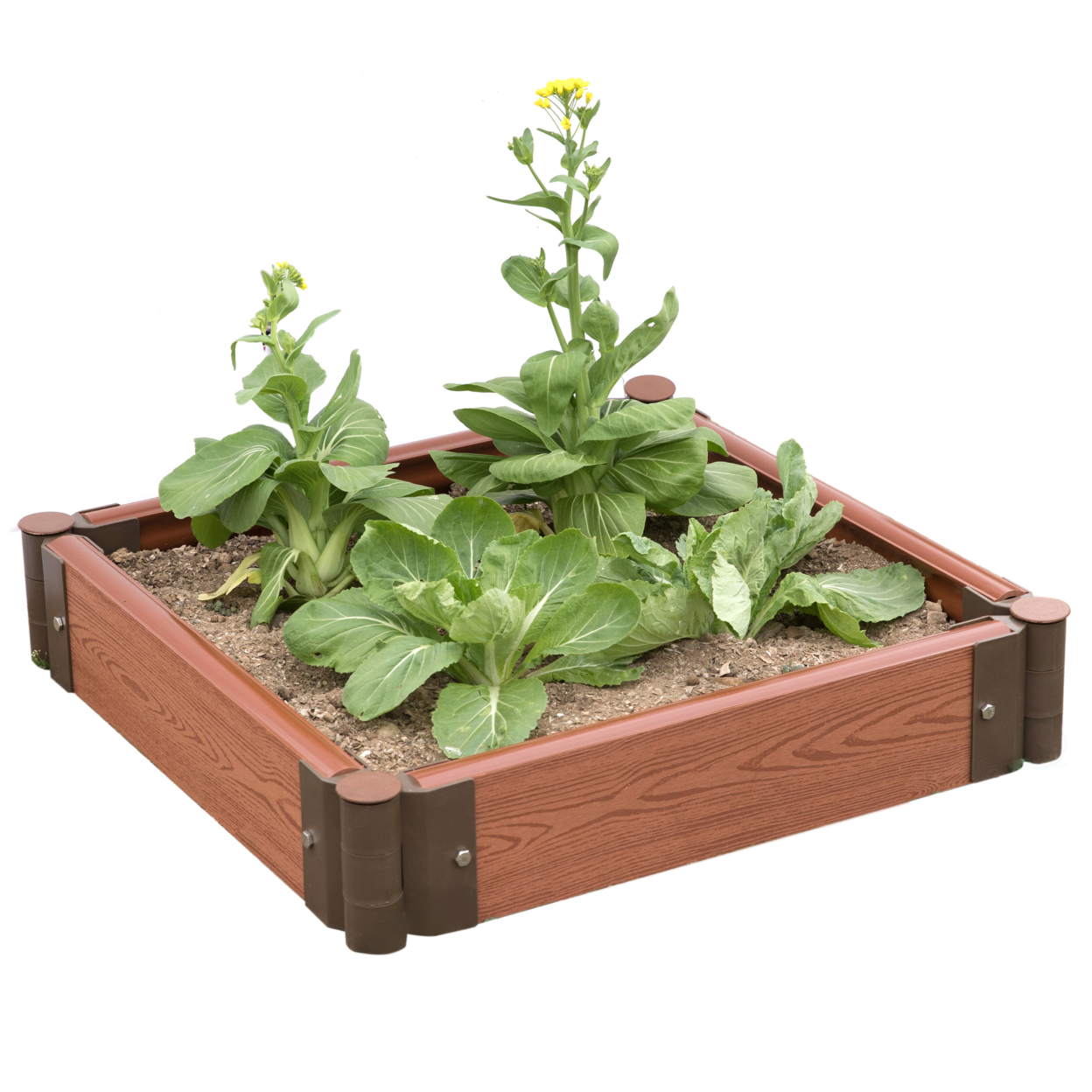 Classic Traditional Durable Wood- Look Raised Outdoor Garden Bed Flower Planter Box - small set of 4