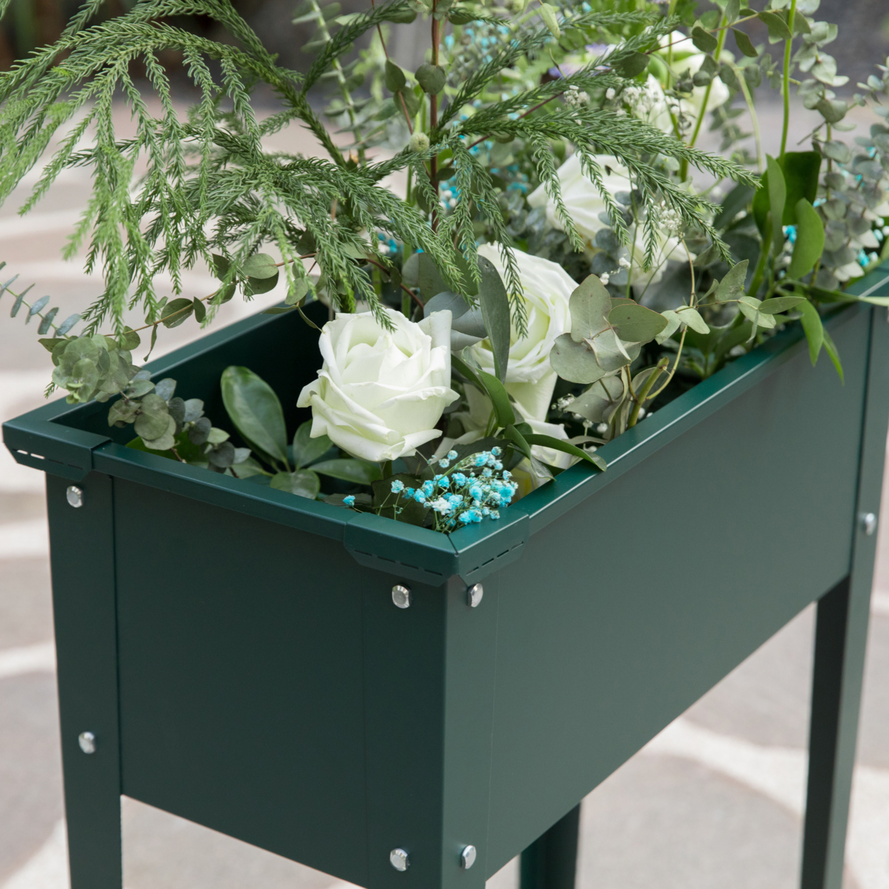 Green Freestanding Raised Garden Bed Rectangular Flower Planter