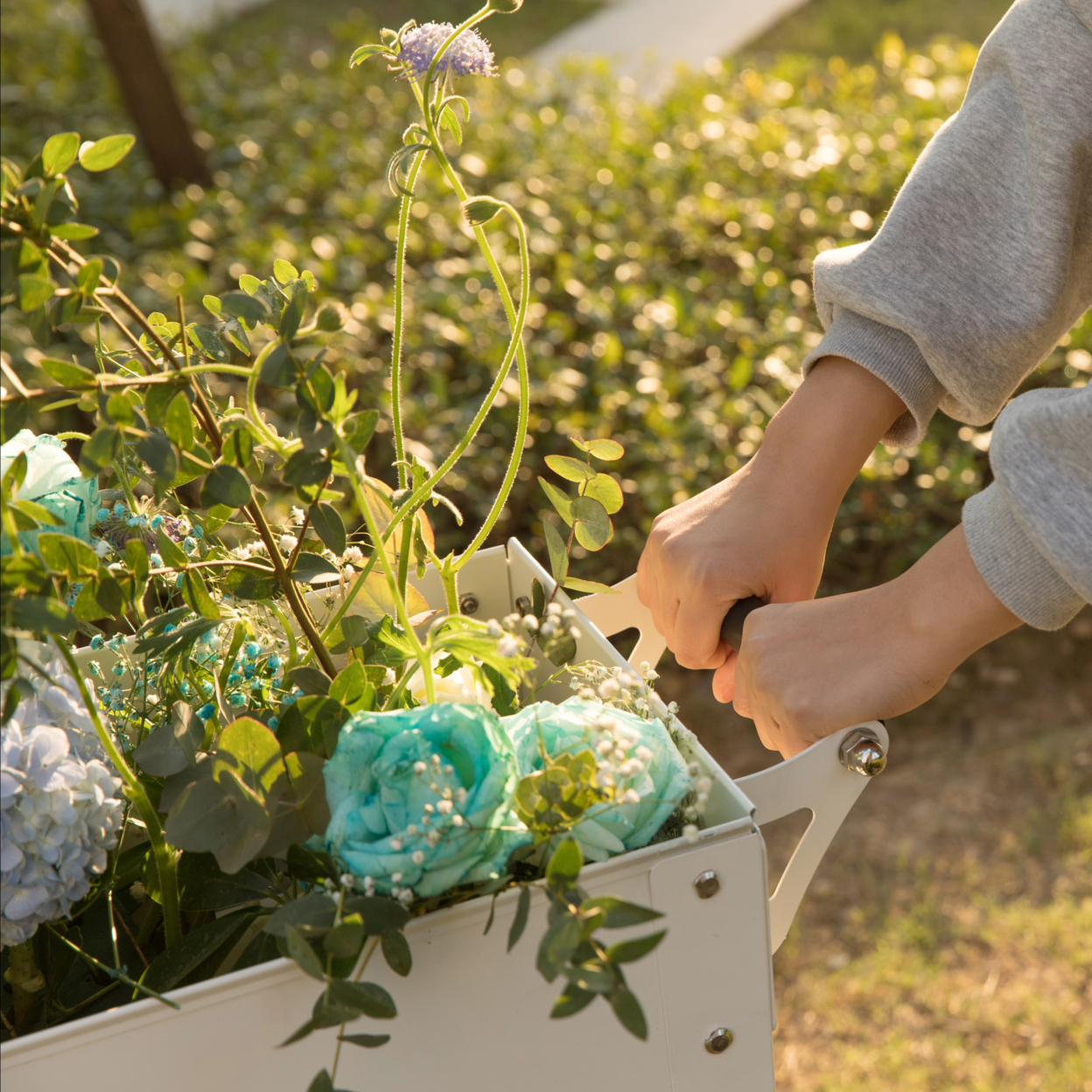 Mobile Planter Raised Garden Bed Rectangular Flower Cart With Shelf