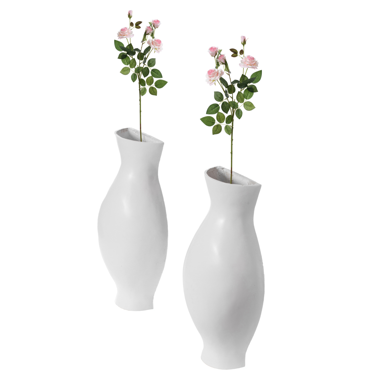 Tall Narrow Vase, Sleek Split Vase, Modern Floor Vase, Decorative Gift, Vase For Interior Design, 24.5 Inch Vase - Set Of 2 White