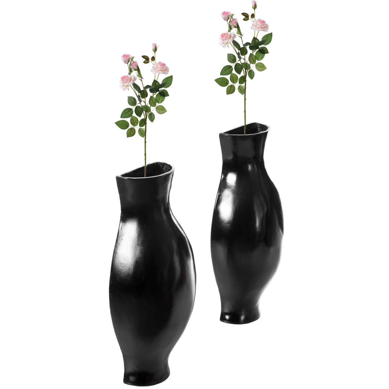Tall Narrow Vase, Sleek Split Vase, Modern Floor Vase, Decorative Gift, Vase For Interior Design, 24.5 Inch Vase - Set Of 1 Black And 1 Whit