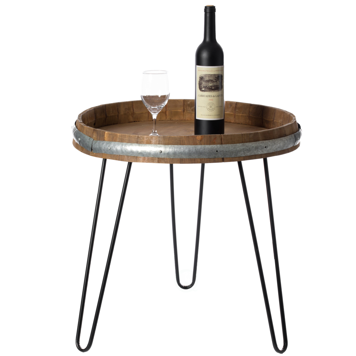 Wooden Wine Barrel Head End Table Accent Coffee Table