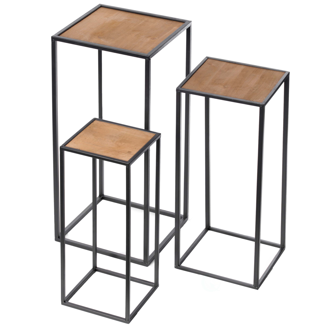Modern Nesting Display Tables Square Accent Side End Table, Set Of 3