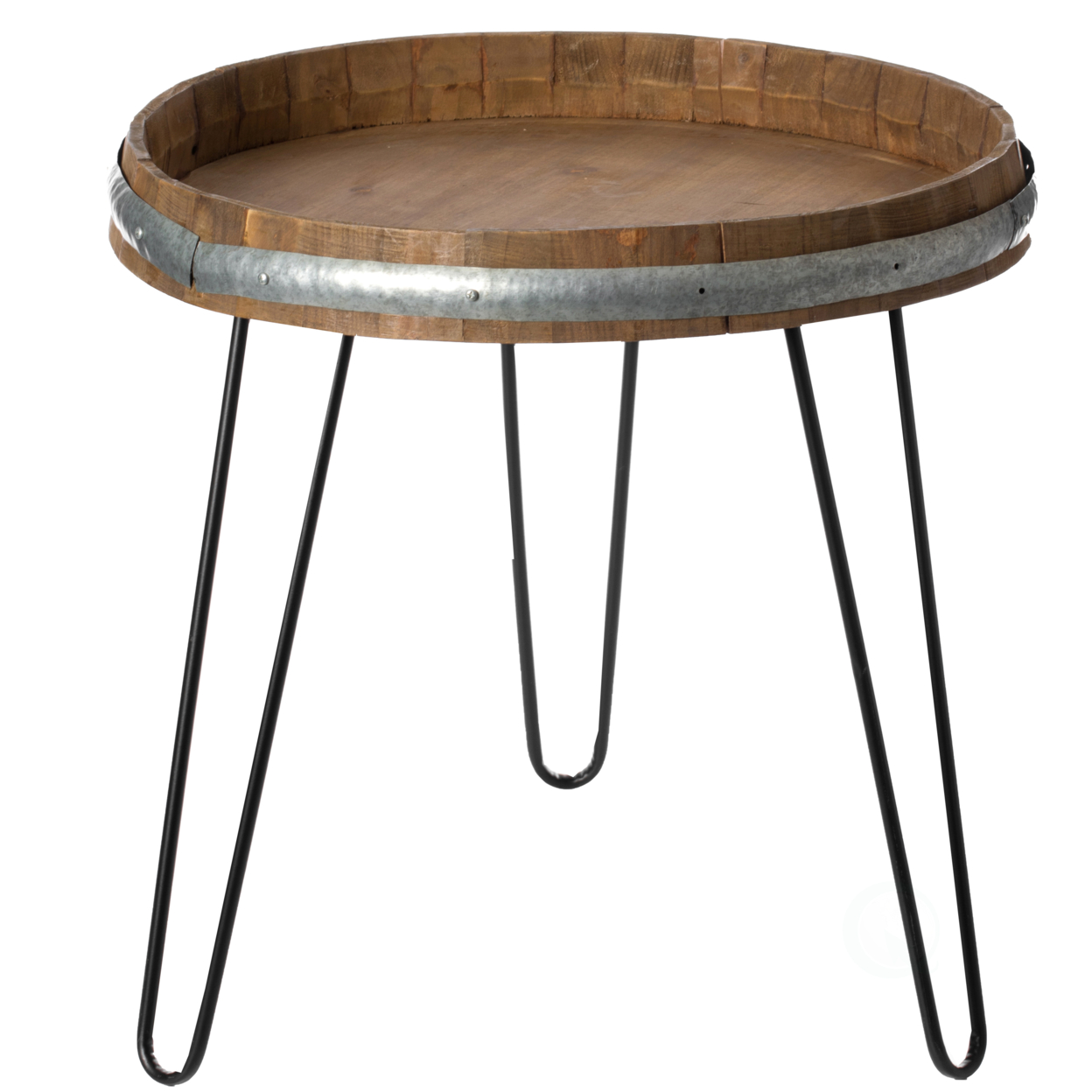 Wooden Wine Barrel Head End Table Accent Coffee Table