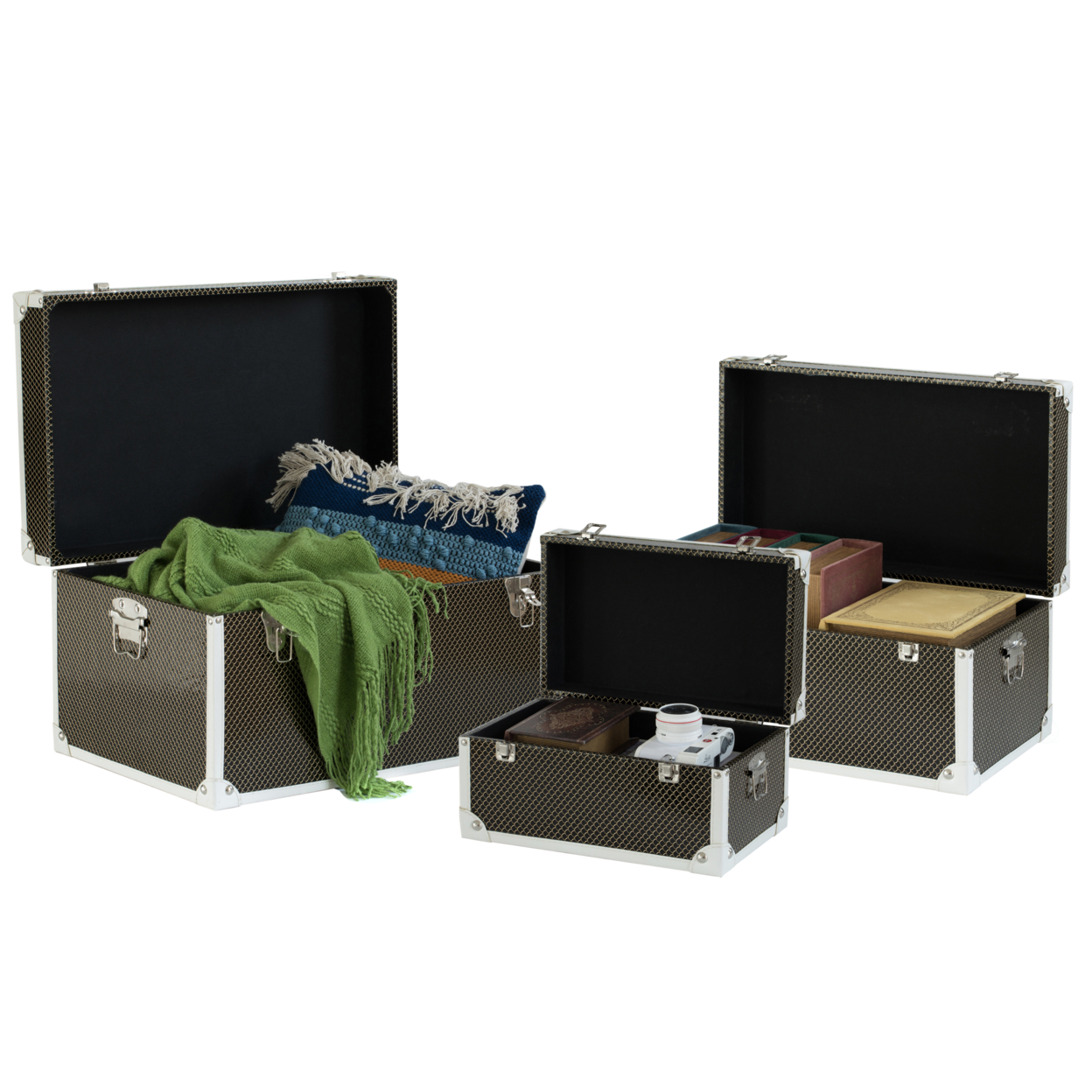 Faux Leather Storage Trunk Set Of 3