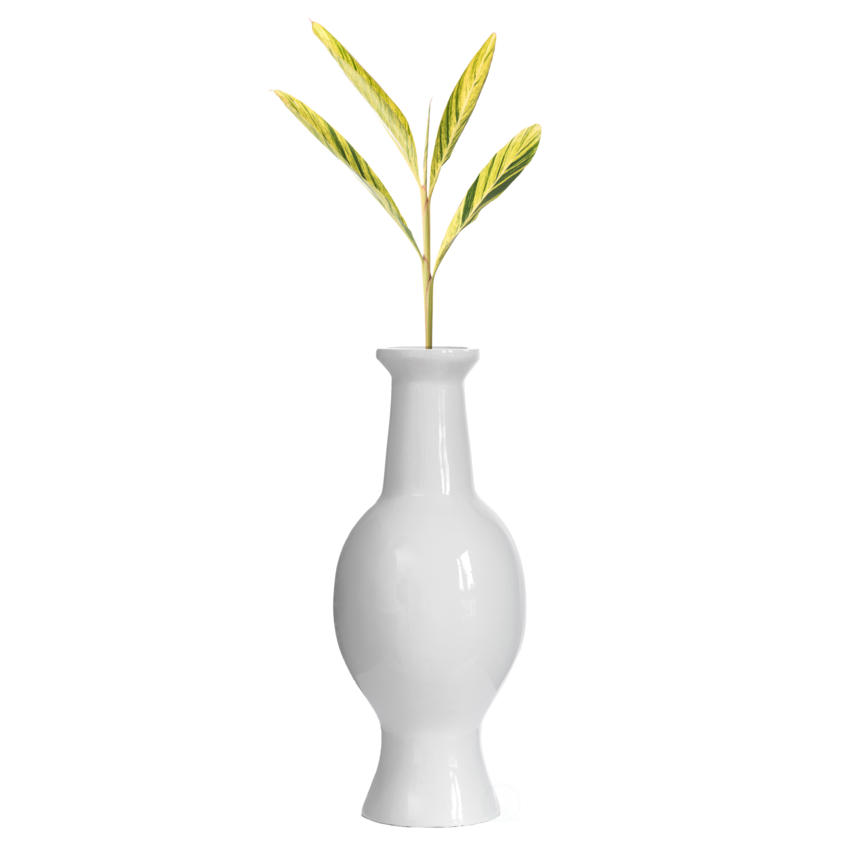 Modern Dining Trumpet Floor Vase, For Entryway And Living Room, White Fiberglass 26 Inch