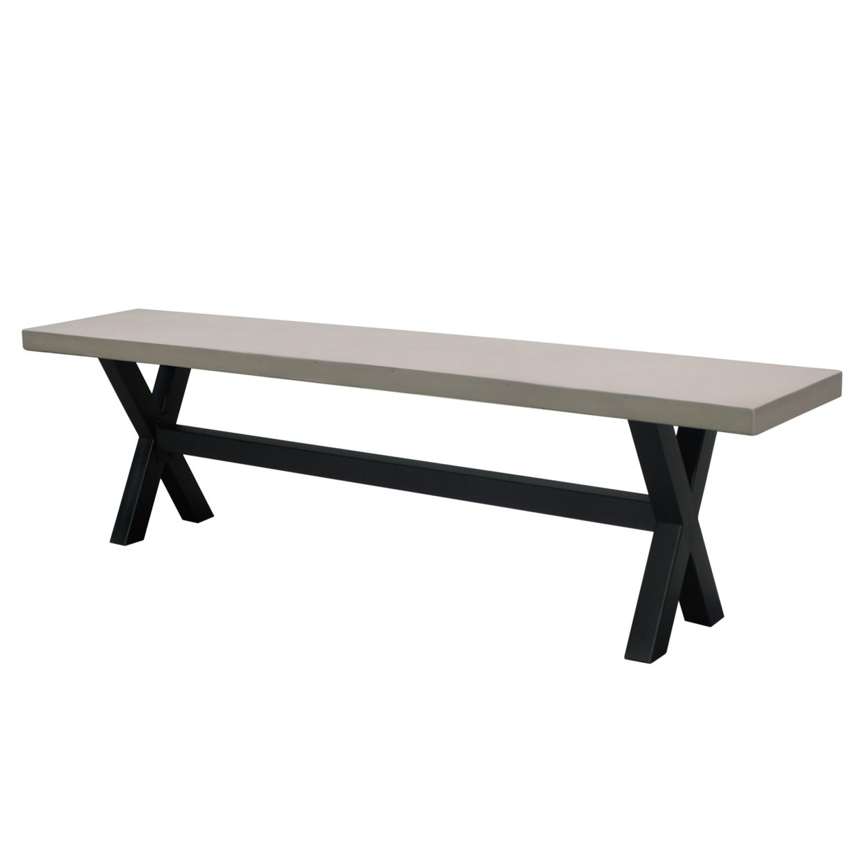 Malle Indoor Light Grey Finished Light-Weight Concrete Dining Bench