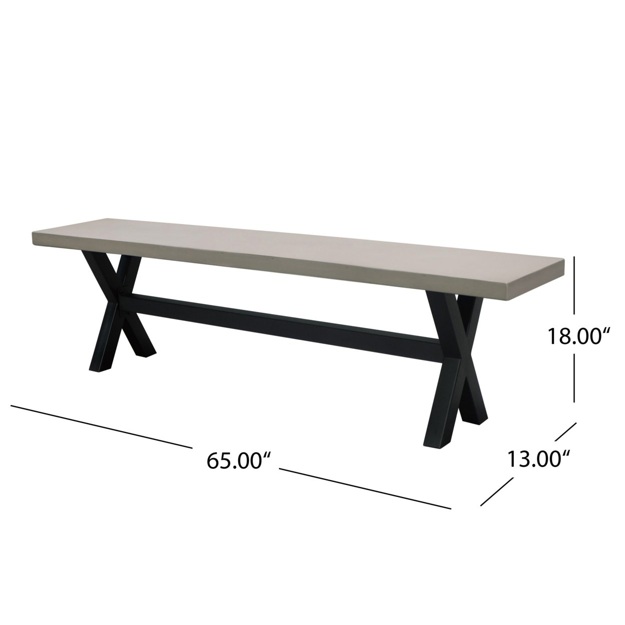 Malle Indoor Light Grey Finished Light-Weight Concrete Dining Bench