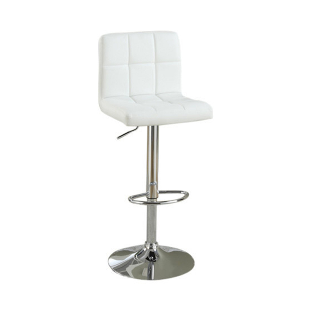 Armless Chair Style Bar Stool With Gas Lift White And Silver Set Of 2- Saltoro Sherpi