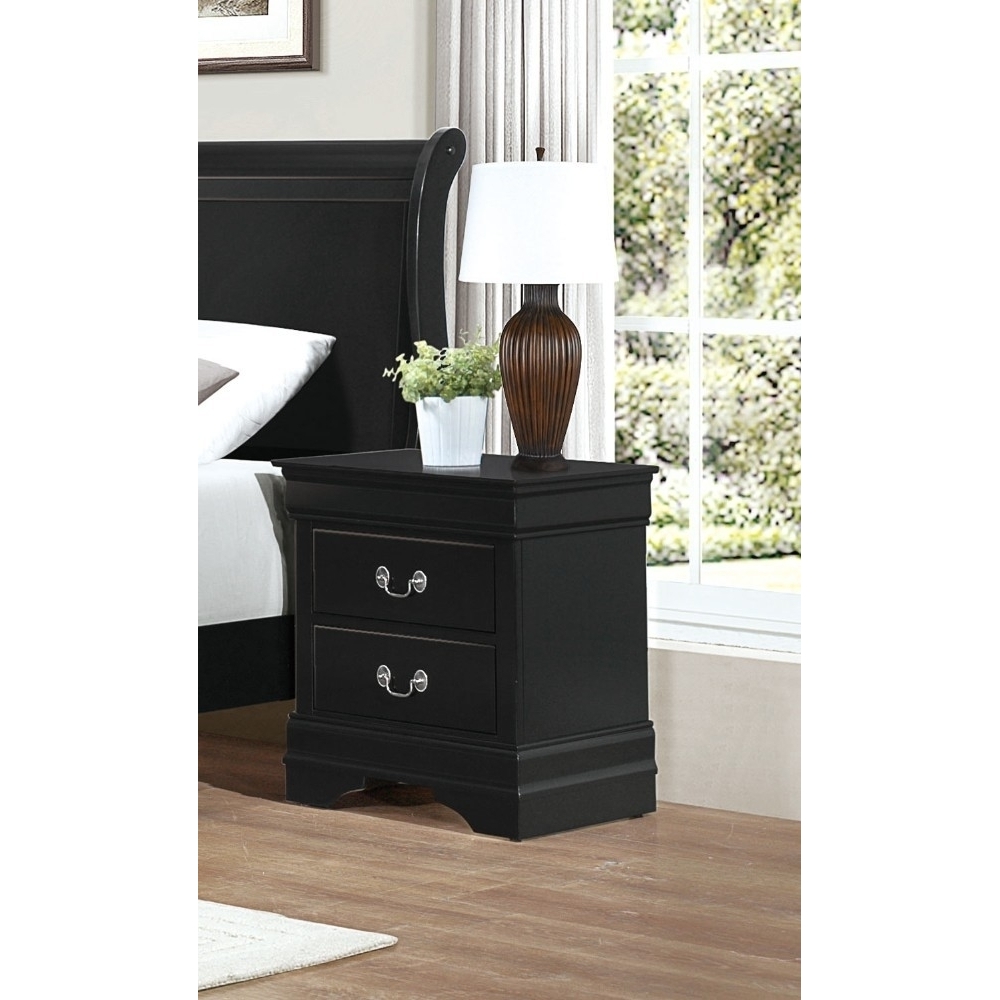 Traditional Style Wooden Night Stand With 2 Drawers Black- Saltoro Sherpi