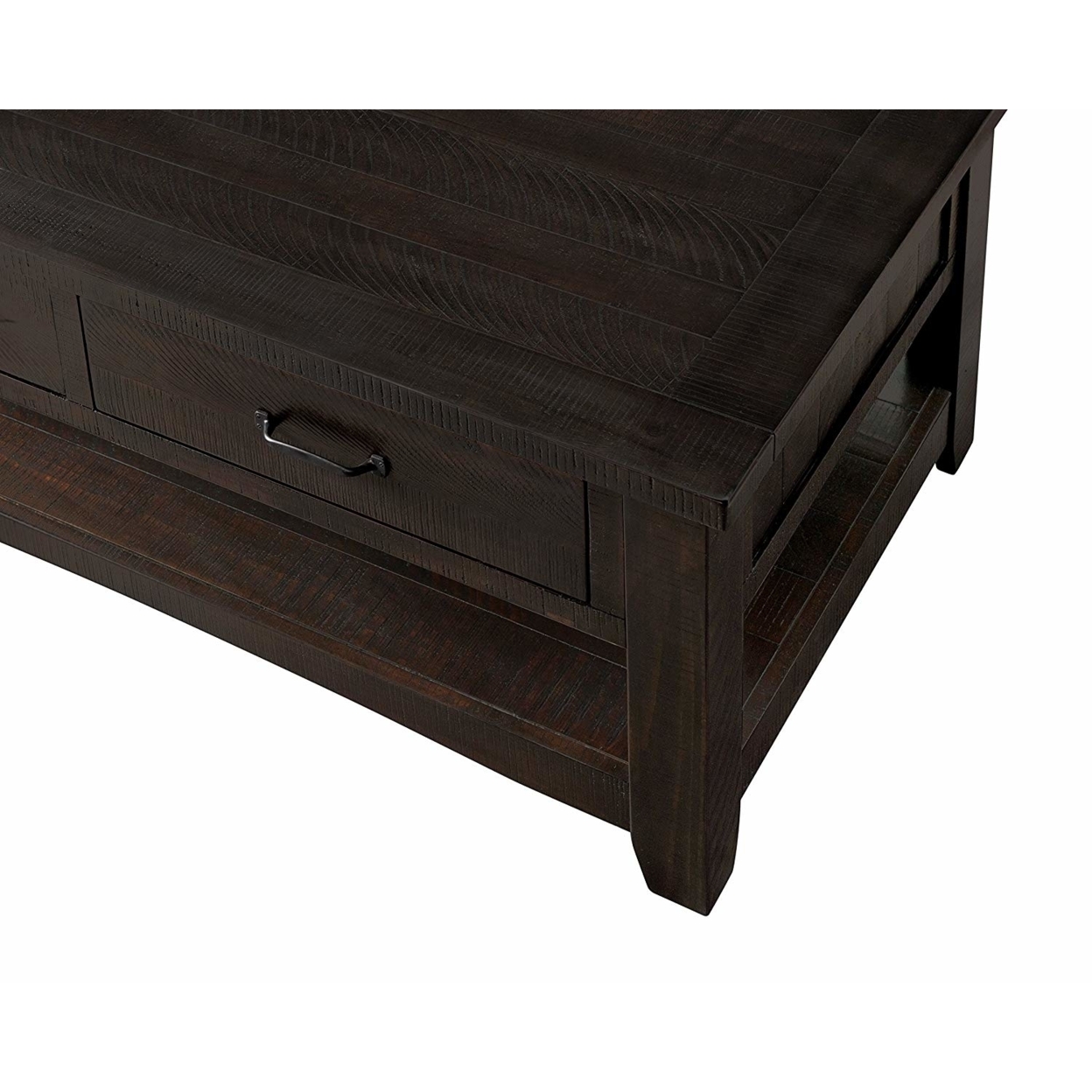 Wooden Coffee Table With Two Drawers, Espresso Brown- Saltoro Sherpi