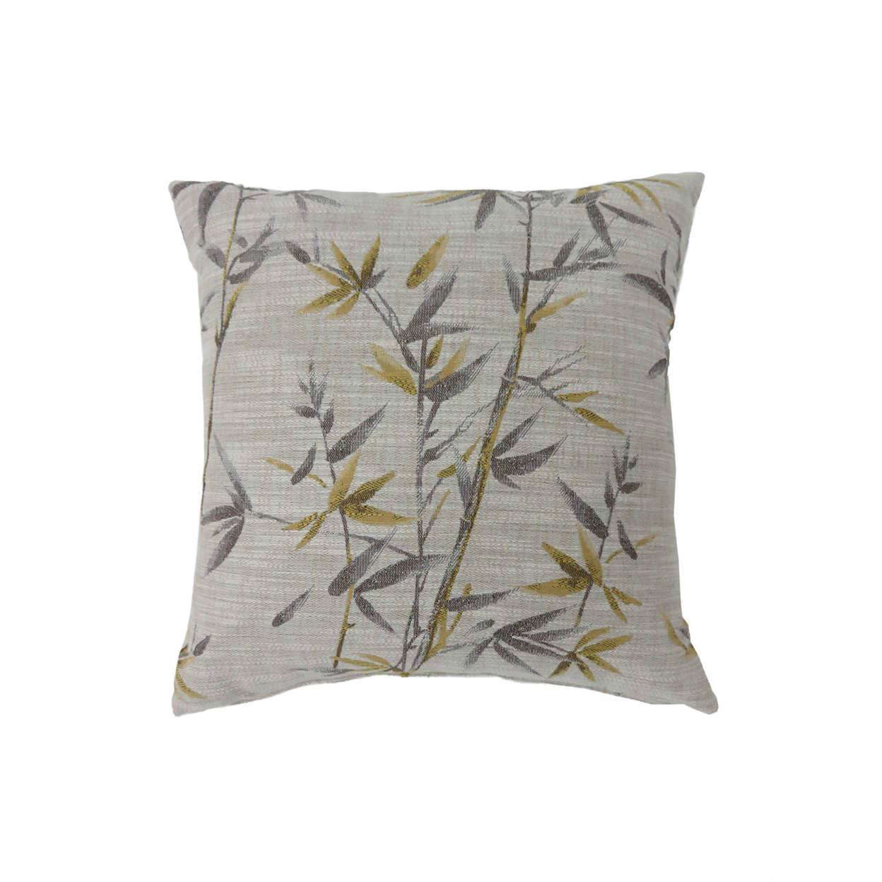 18 Inch Throw Pillow, Set Of 2, Bamboo Art Design Print, Gray, Yellow