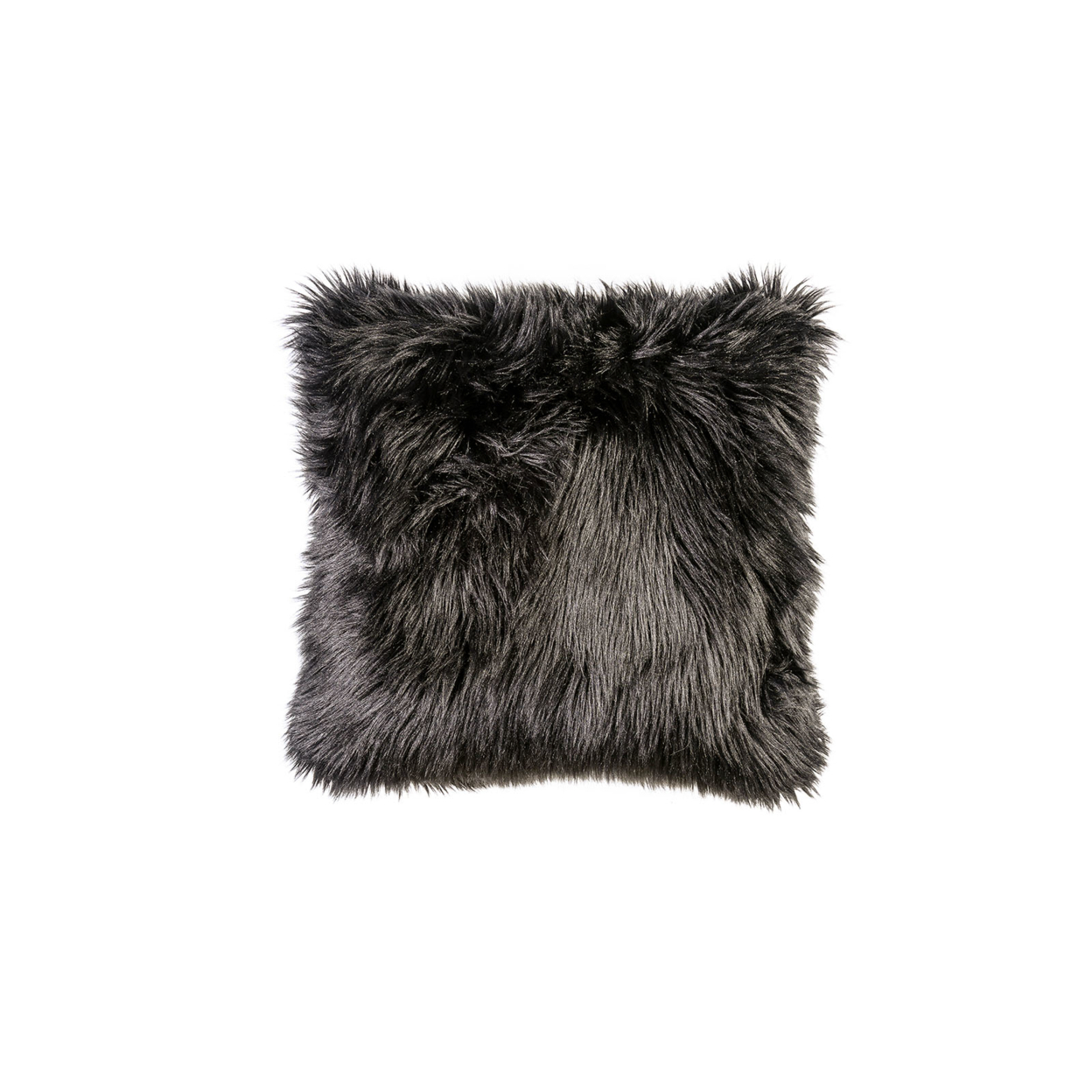 Contemporary Style Shaggy Set Of 2 Throw Pillows, Black- Saltoro Sherpi