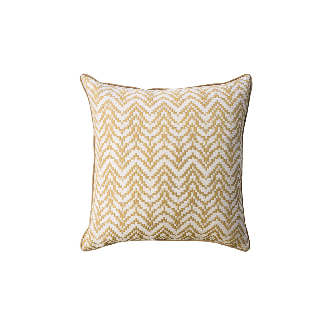 Contemporary Style Set Of 2 Throw Pillows With Zigzag Patterns, Gold- Saltoro Sherpi