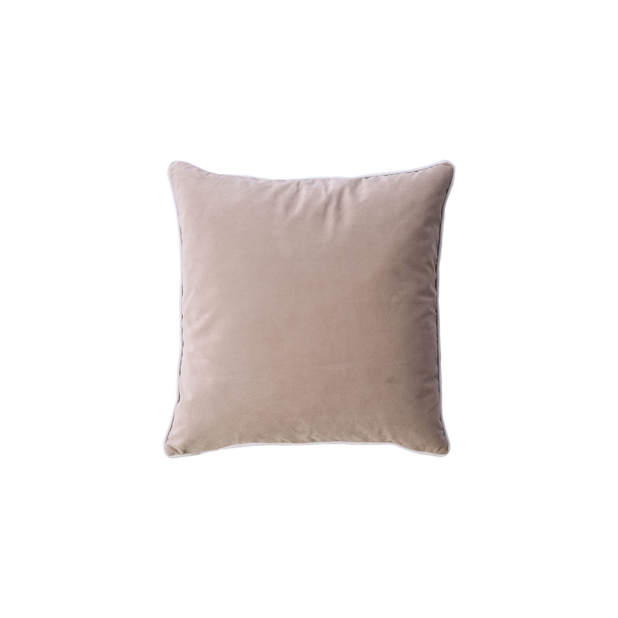 Square Shape Polyester Velvet Throw Pillow With Zipper, Set Of Two, Beige- Saltoro Sherpi