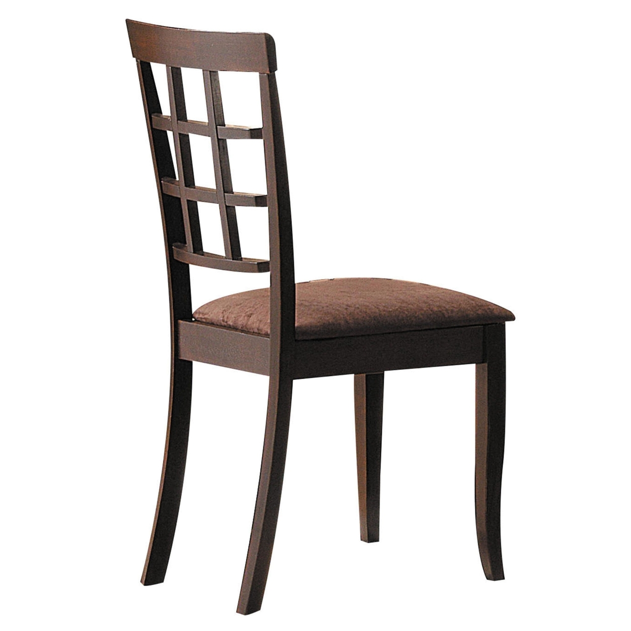 Wood & Fabric Side Chairs With Open Grid Pattern Back, Espresso Brown, Set Of 2- Saltoro Sherpi