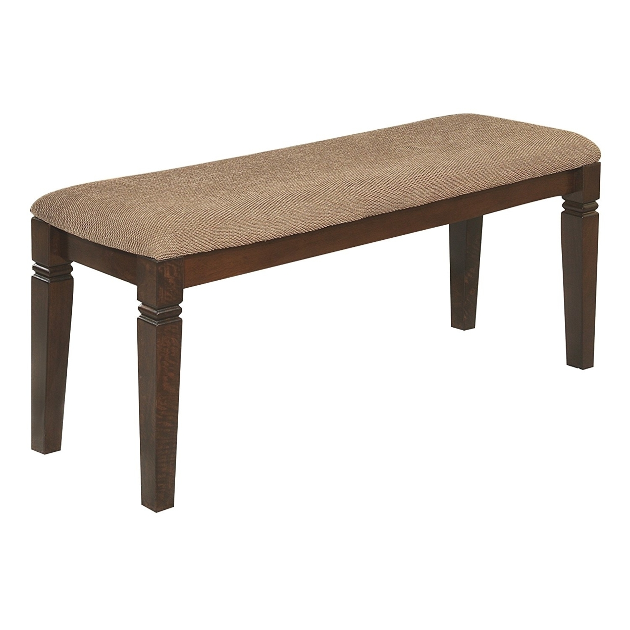 Fabric Upholstered Solid Wooden Bench, Light & Dark Brown- Saltoro Sherpi