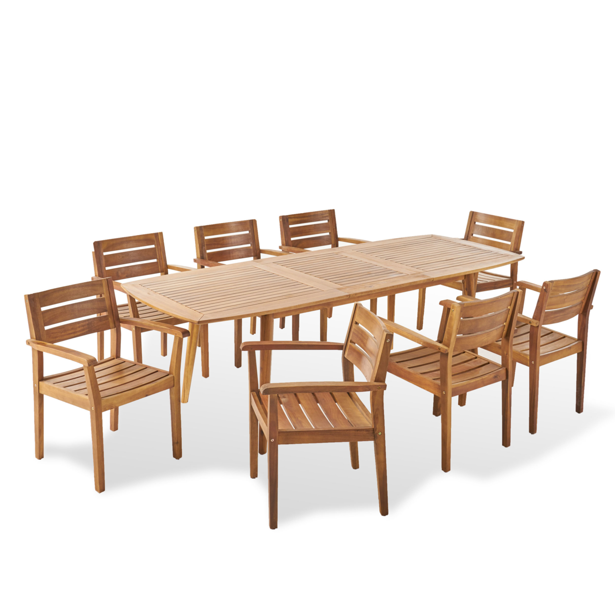 Stanford Outdoor Acacia Wood Expandable 8 Seater Dining Set - Teak