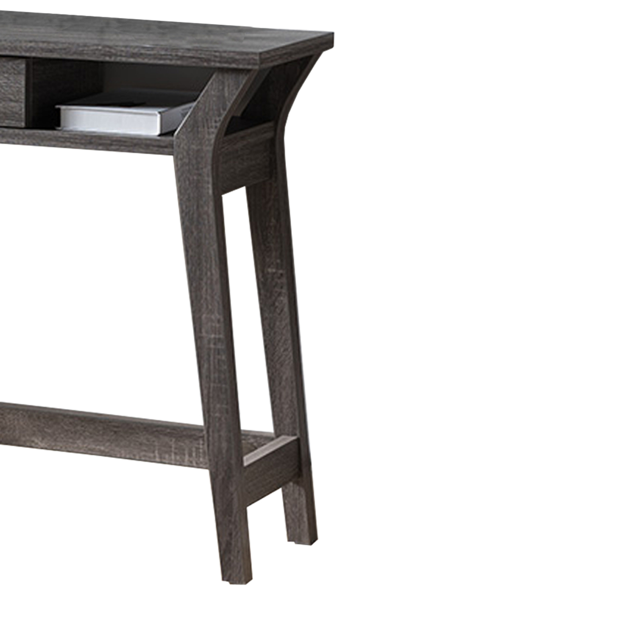 Wooden Desk With Drawer And Shelves, Distressed Gray- Saltoro Sherpi