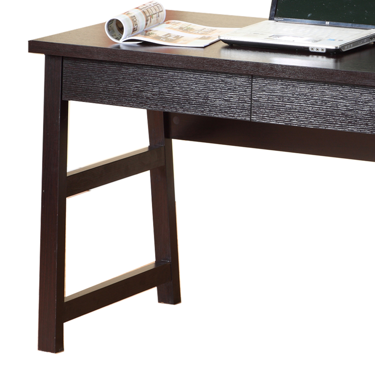 Wooden Desk With Two Drawers, Red Cocoa Brown- Saltoro Sherpi