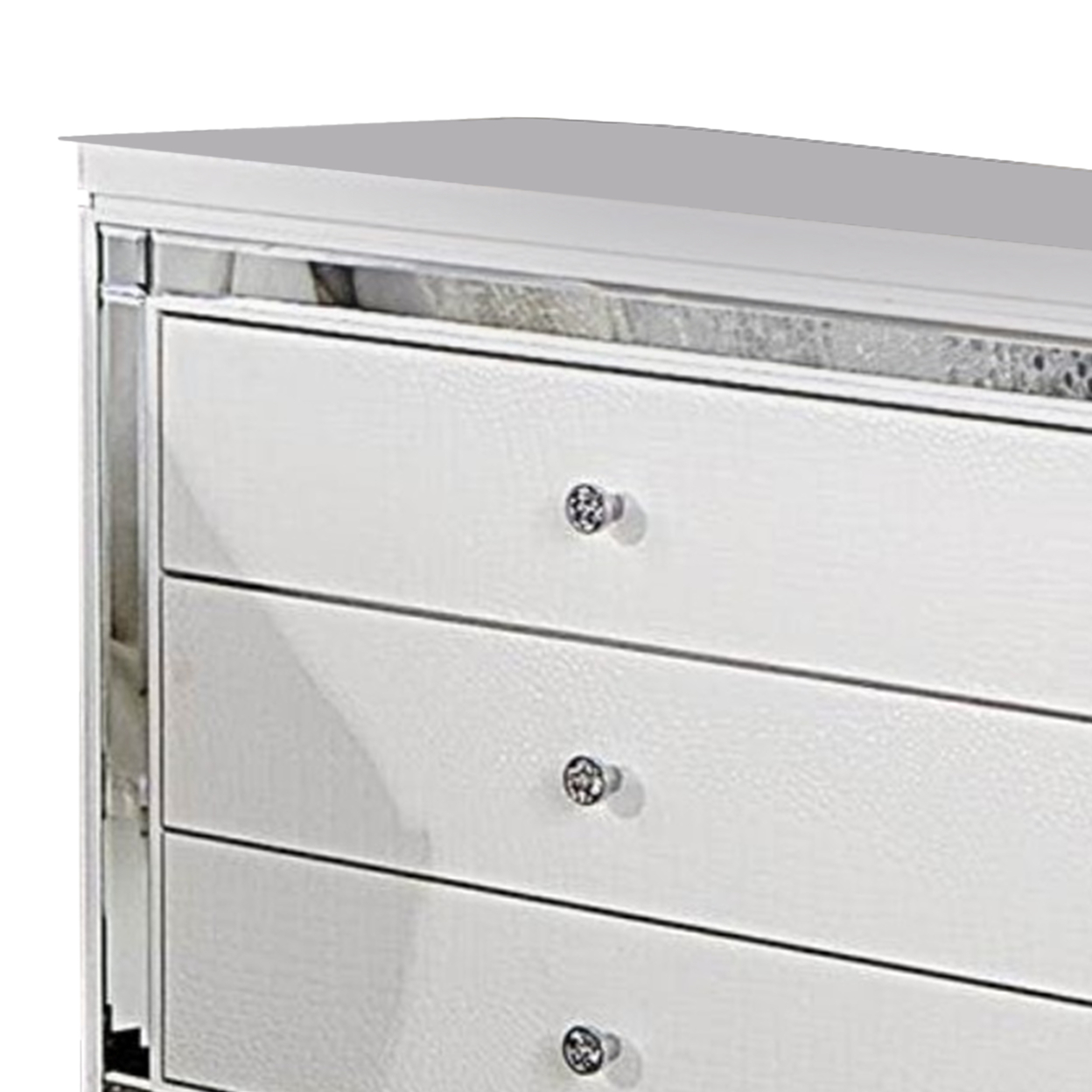 Faux Alligator Embossed Wooden Night Stand With 3 Drawers In White- Saltoro Sherpi