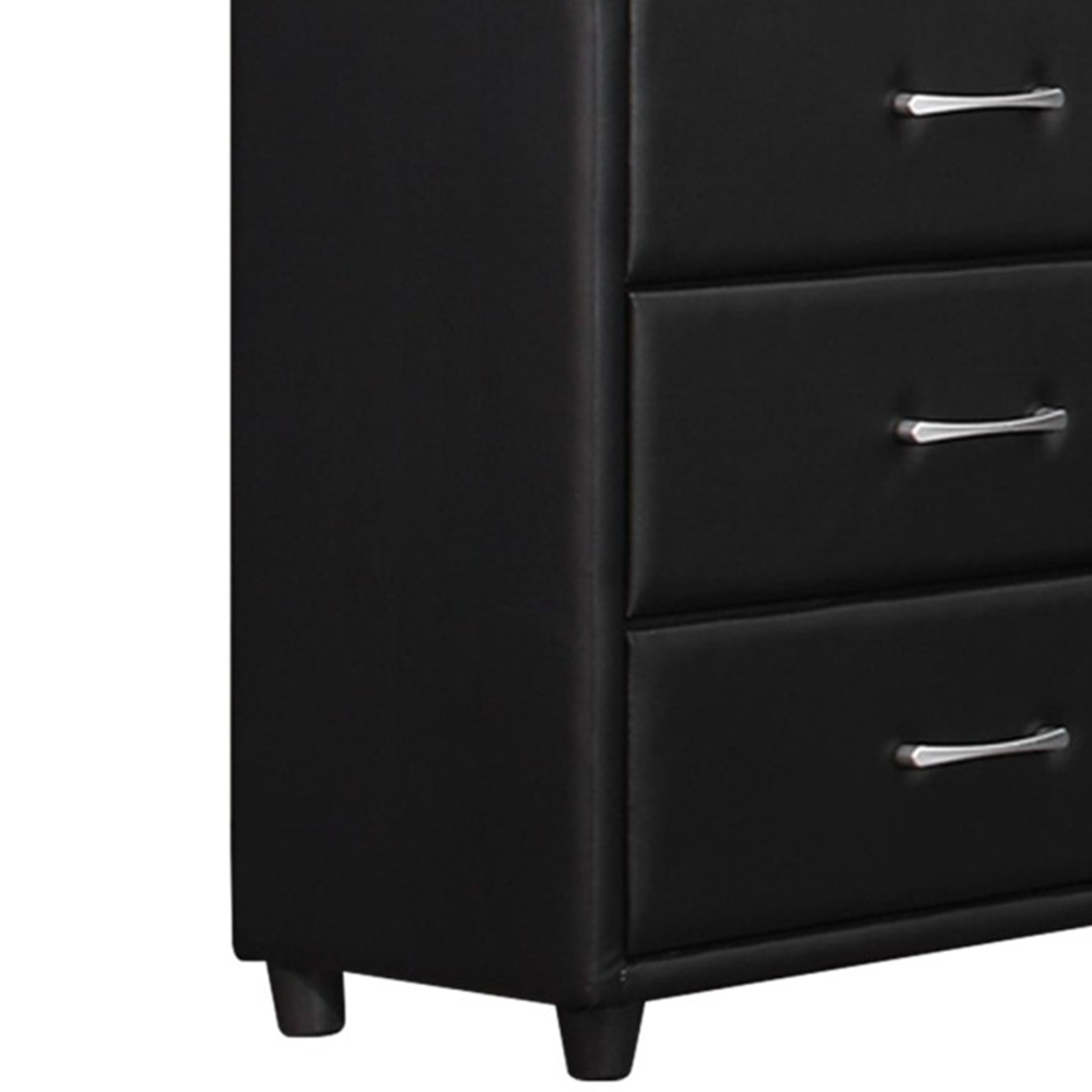 6 Drawer Dresser In Wood And PVC, Black- Saltoro Sherpi
