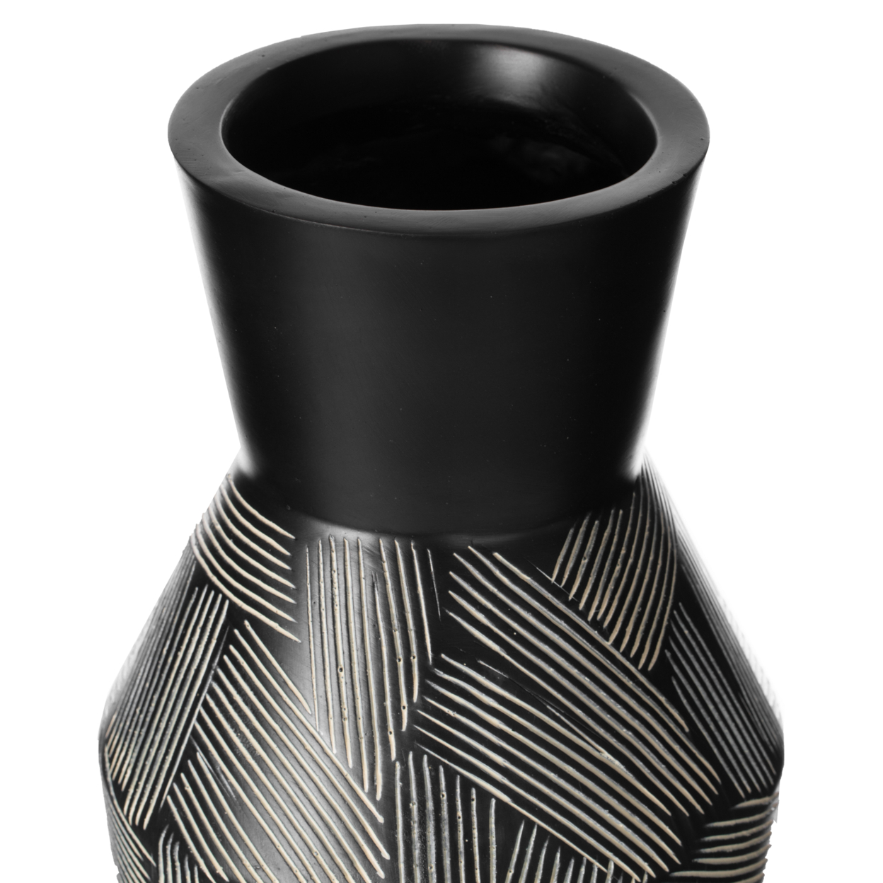 Trumpet Classic Style Straight Designed Table Vase For Entryway Dining Or Living Room, Ceramic Black