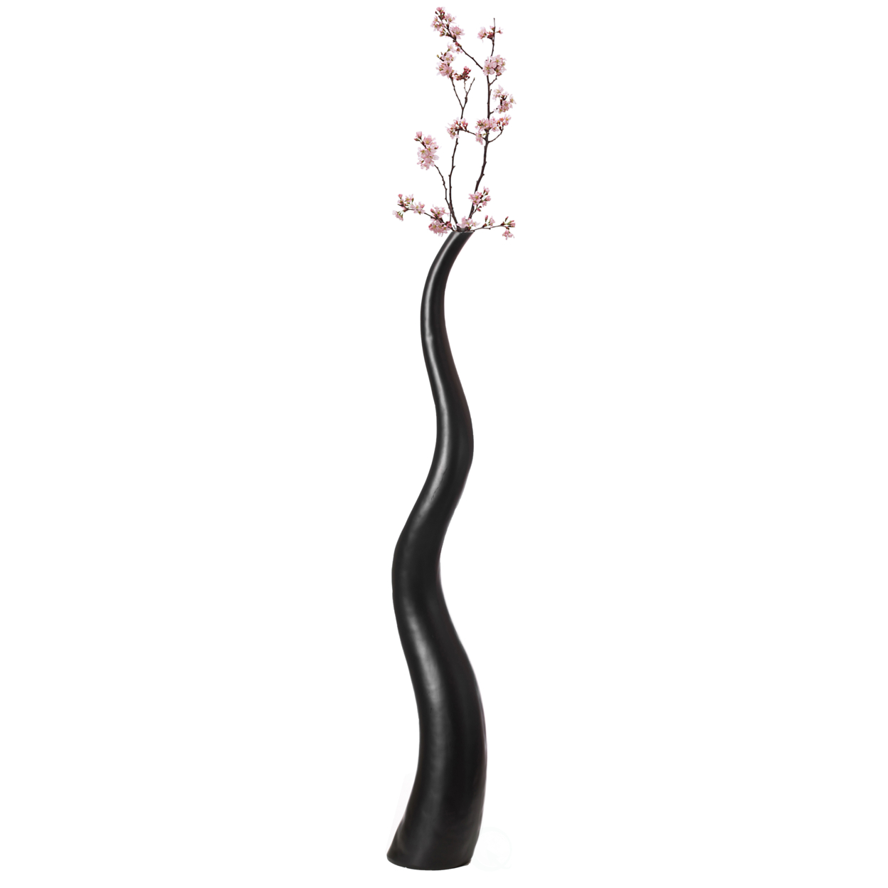 Tall Animal Horn Shape Floor Vase For Entryway Dining Or Living Room, Ceramic Black - Medium
