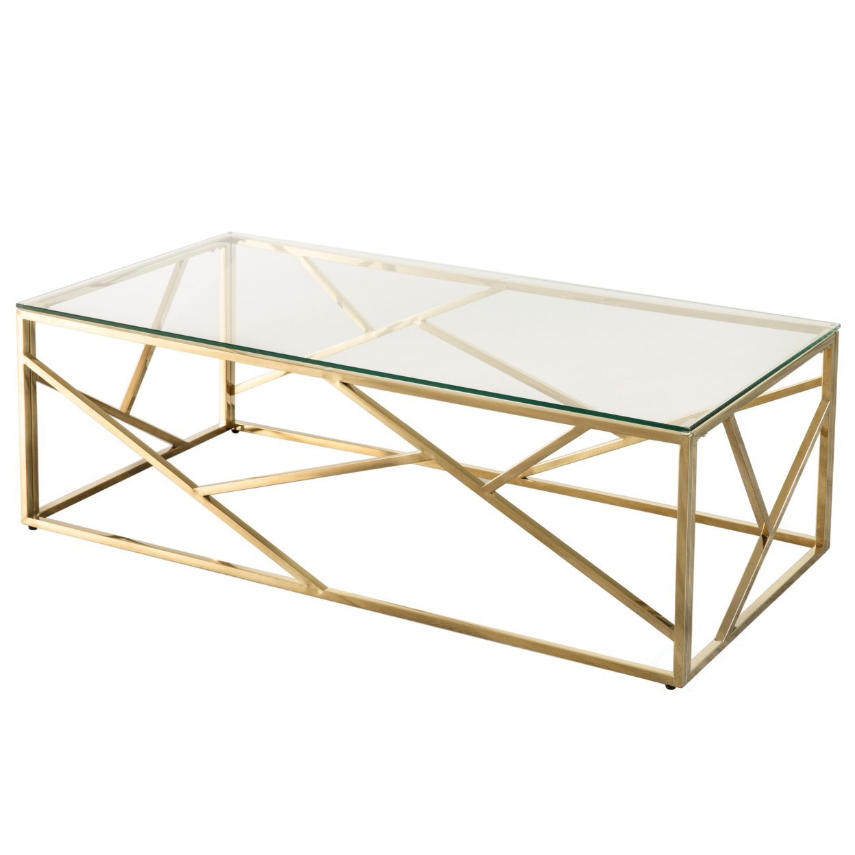 Decorative Rectangular Glass Top Metal Modern Coffee Table - Silver
