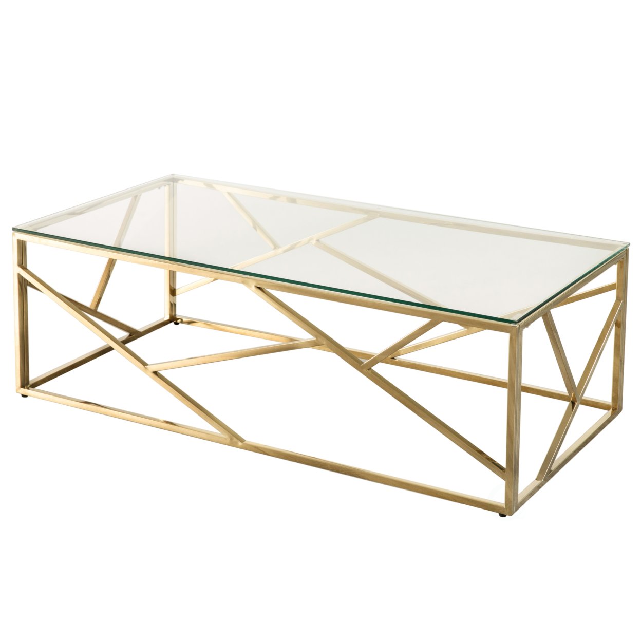 Decorative Rectangular Glass Top Metal Modern Coffee Table - gold