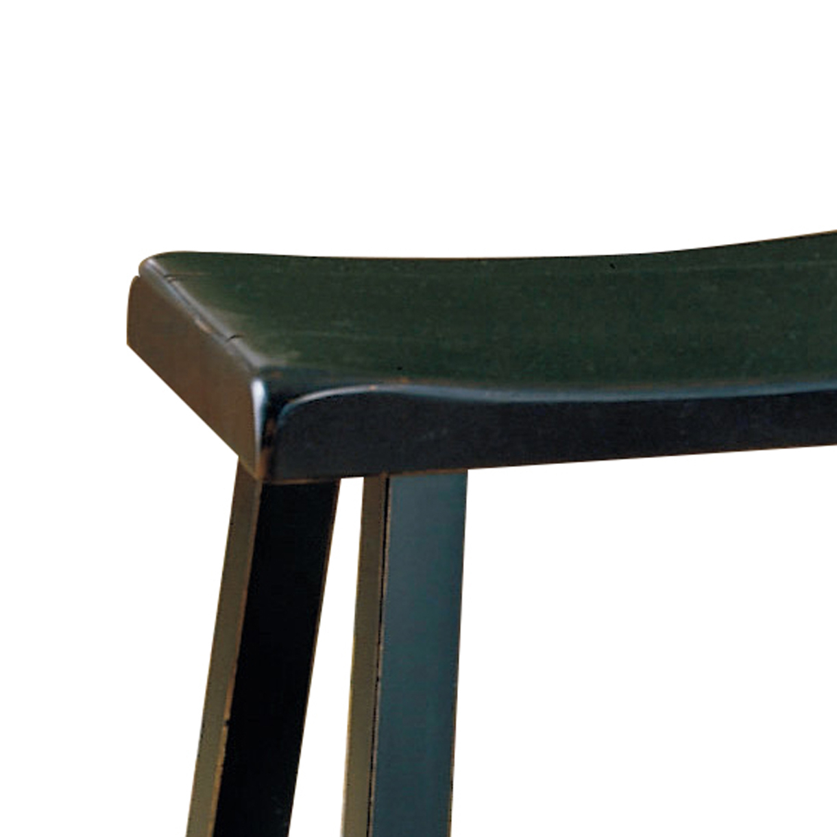 Wooden 18 Counter Height Stool With Saddle Seat, Black, Set Of 2- Saltoro Sherpi