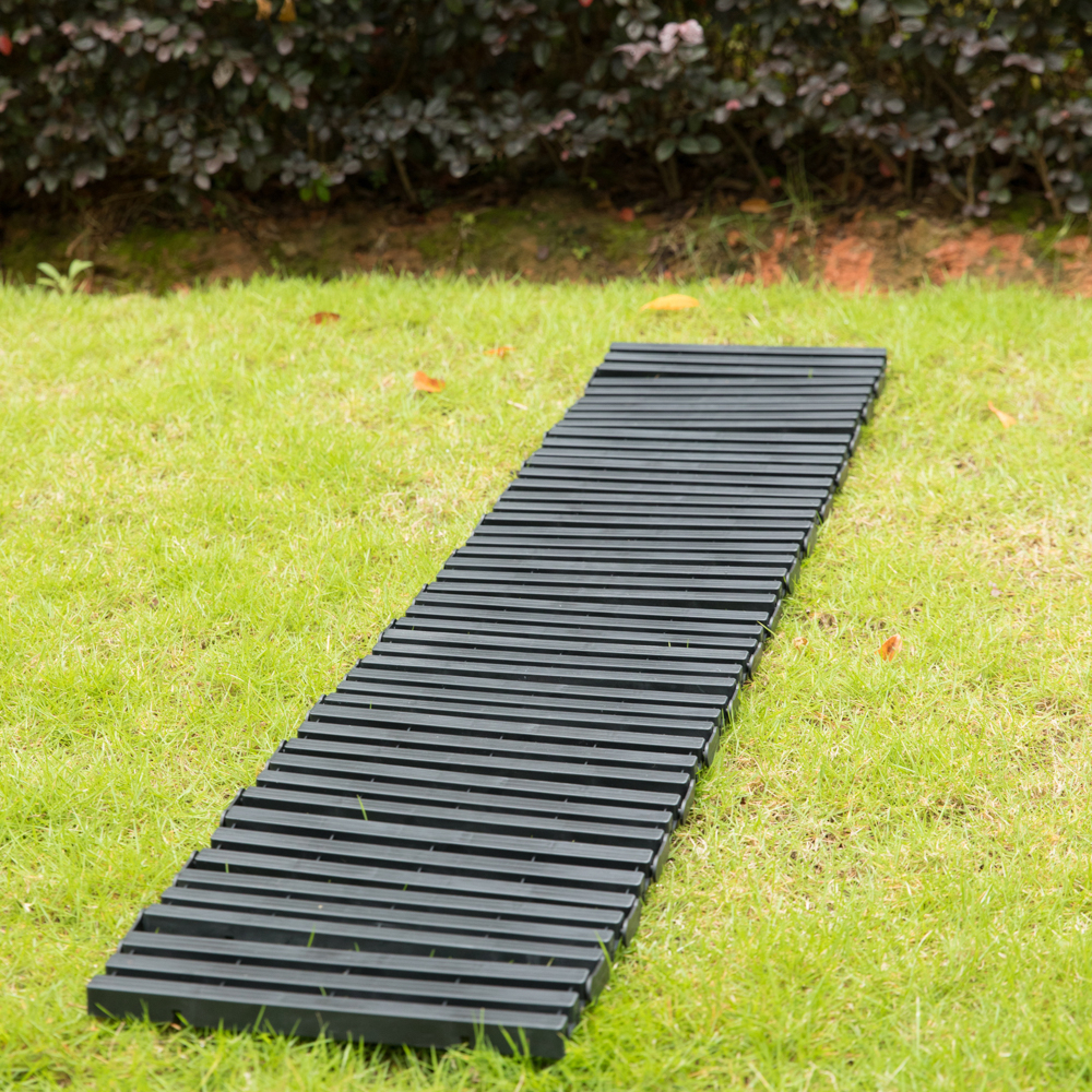 Black Garden Pathway Track Outdoor Flooring Waterproof Tile Anti-slip Pavers Floor Mat, 14 Long