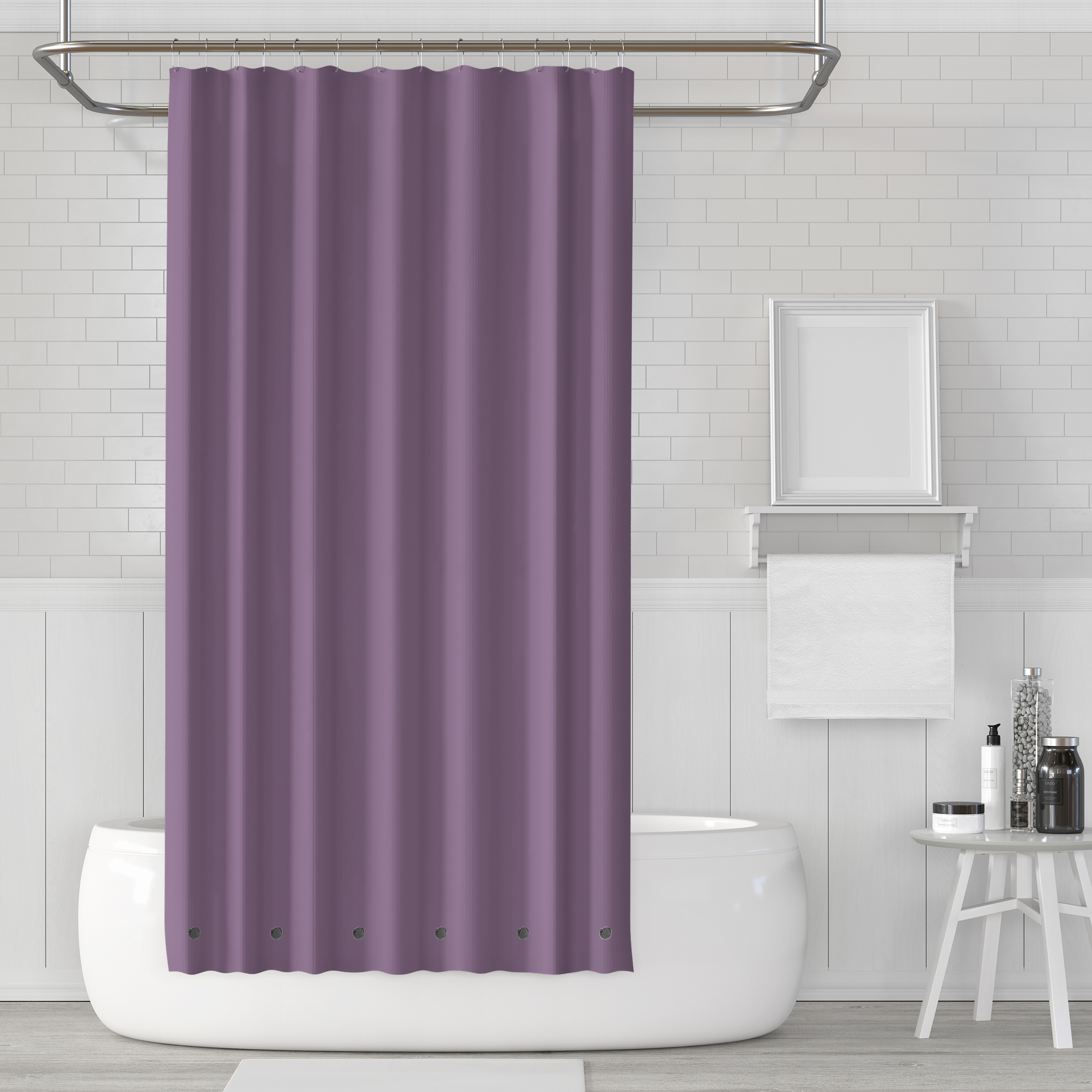 2-Pack: Magnetic Mildew Resistant Solid Vinyl Shower Curtain Liners - Purple