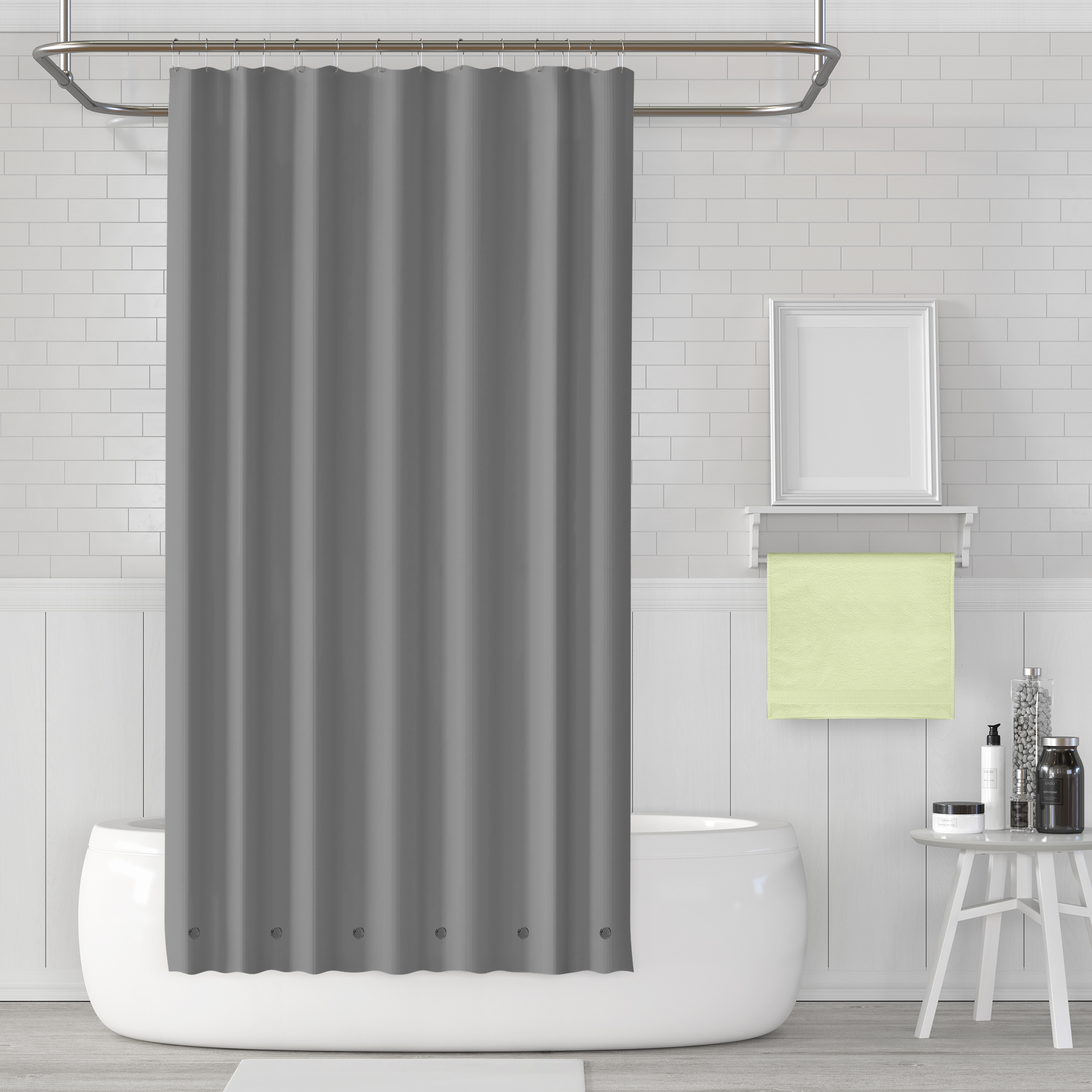 Heavy-Weight Magnetic Shower Curtain Liner - Gray