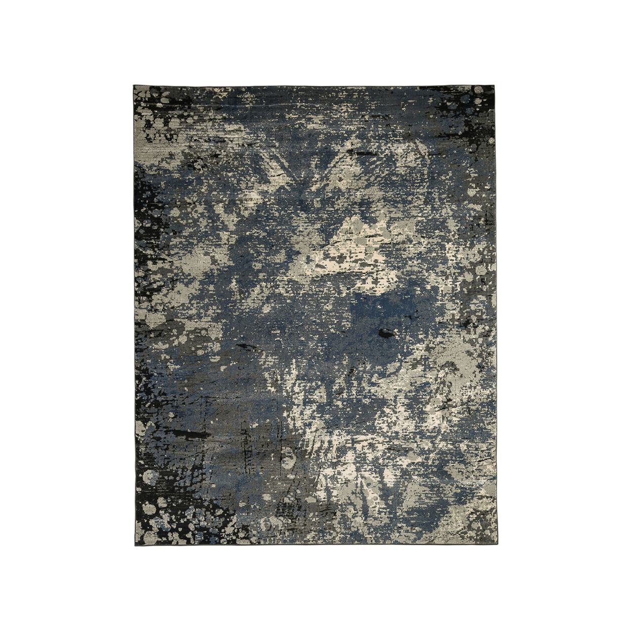 Distressed Polyester Area Rug With Jute Mesh Backing, Small, Multicolor- Saltoro Sherpi