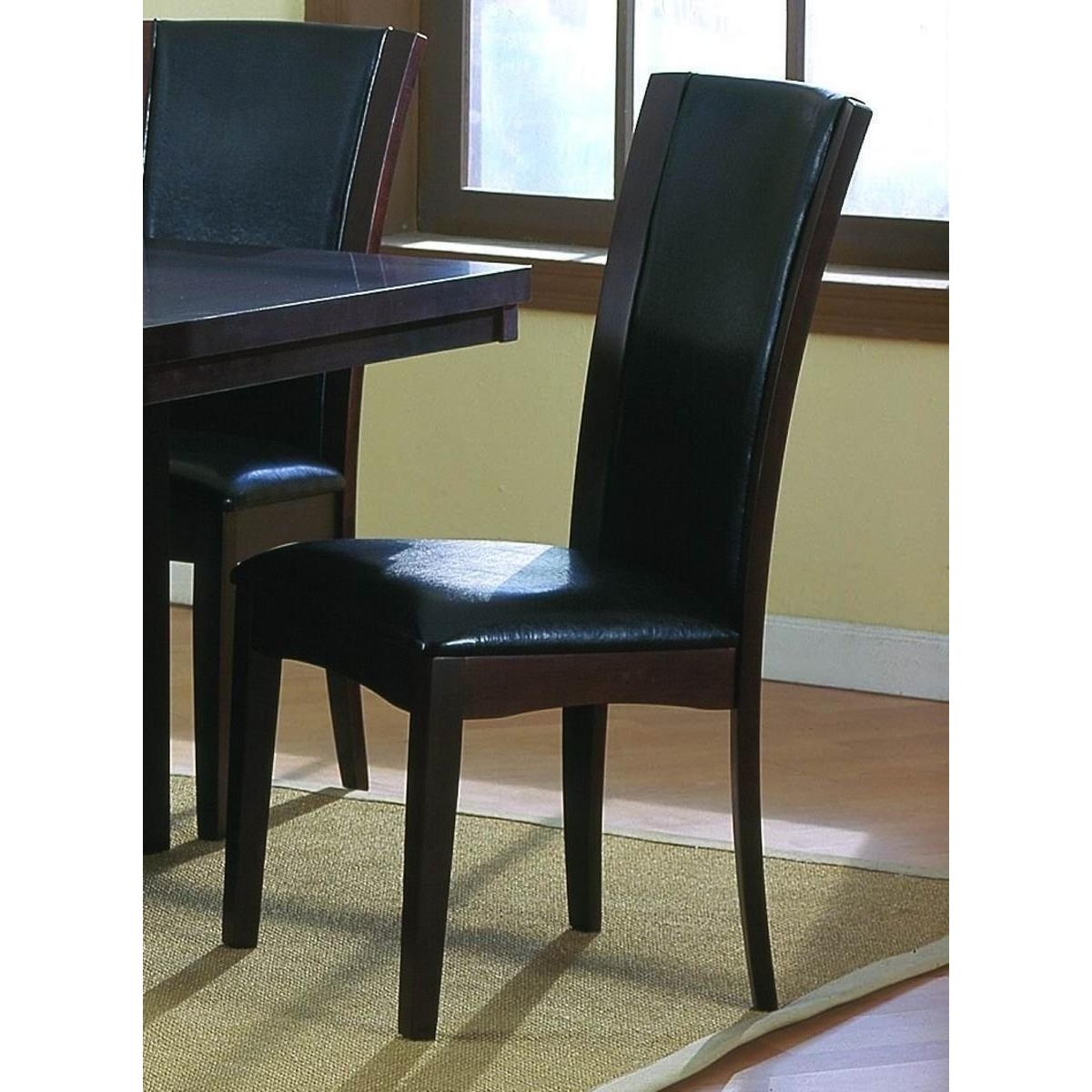 Leather Upholstered Side Chair In Dark Brown, Set Of 2- Saltoro Sherpi