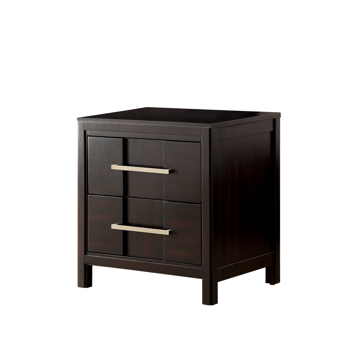 Transitional Solid Wood Night Stand With Two Drawers, Espresso Brown- Saltoro Sherpi